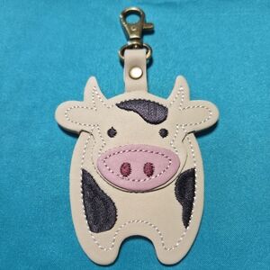Portland Leather Holstein Cow Purse Charm Farm Animal Seymour Farm Keychain NWT